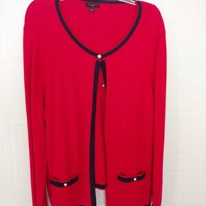 Talbots Vibrant Red Sweater with Dark Trim